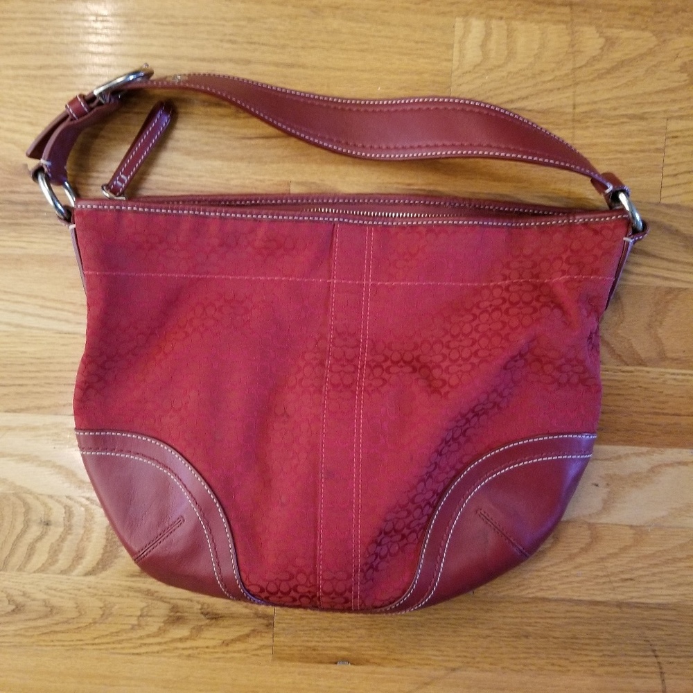Authentic Coach Signature C Red Shoulder Bag - image 2